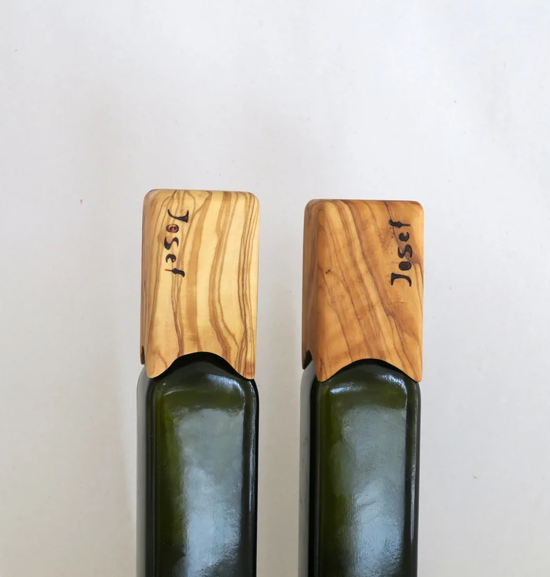 Olive Oil 2 Bottle Set with Olive Wood Lid – 250 ml