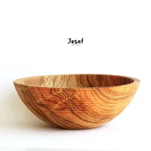 Olive Wood Rustic Salad Bowl with Grooves
