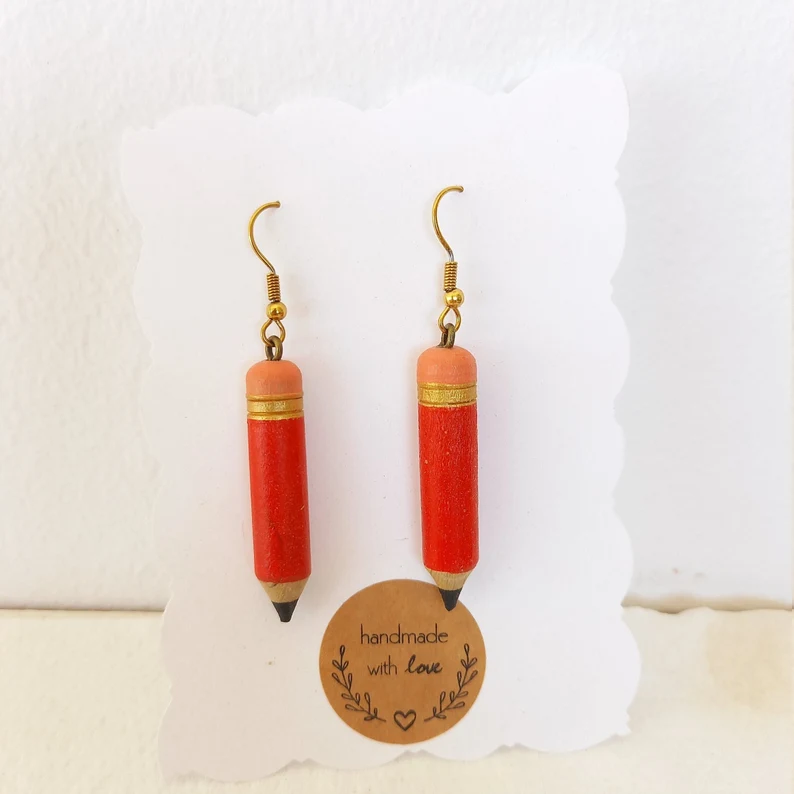 Wooden Pencil Earrings