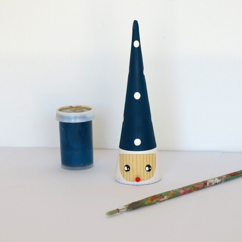 3 Handmade Wooden Gnomes