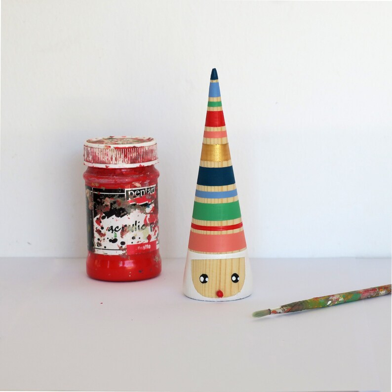 3 Handmade Wooden Gnomes
