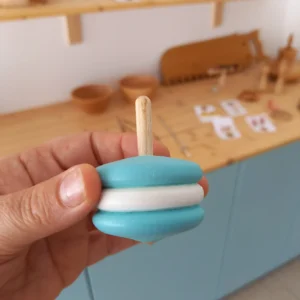Beech Wood Macaron Shaped Spinning Tops