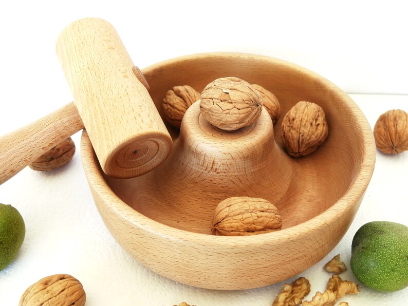 Beech Wood Nutcracker Bowl with Mallet
