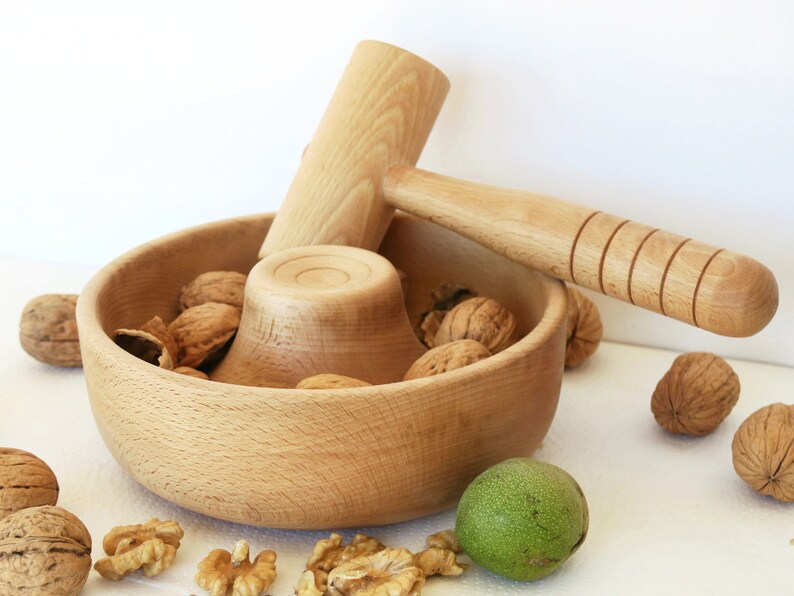 Beech Wood Nutcracker Bowl with Mallet