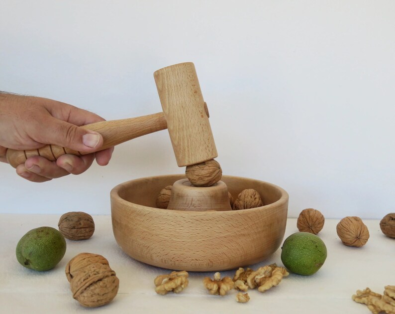 Beech Wood Nutcracker Bowl with Mallet