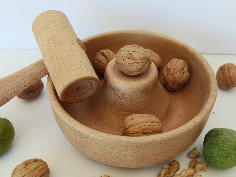 Beech Wood Nutcracker Bowl with Mallet