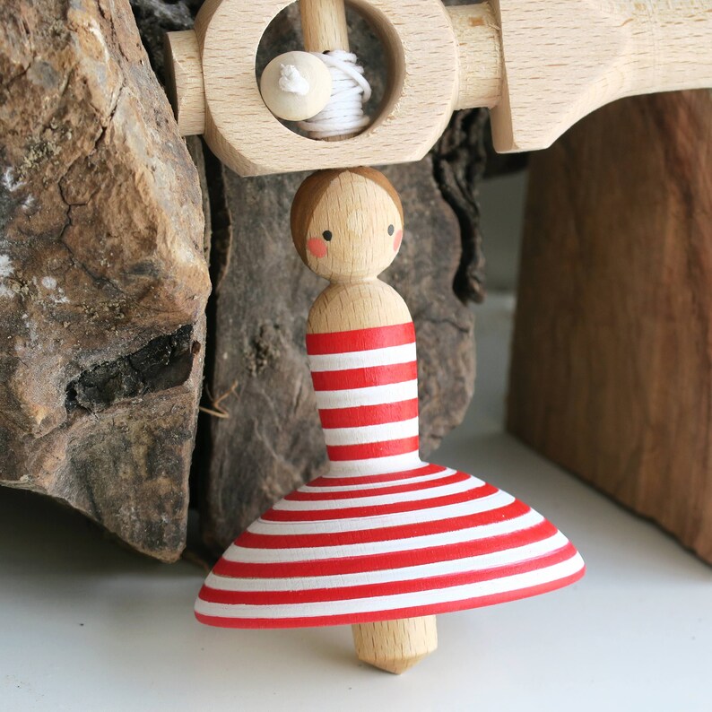 Beech Wood Ballerina Spinning Top