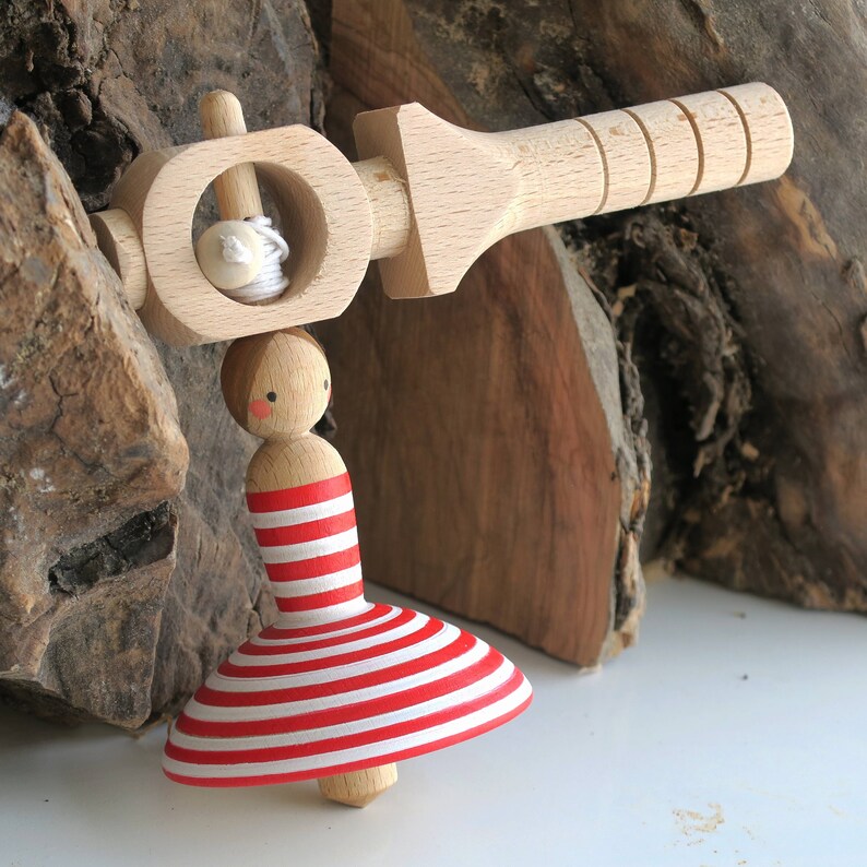 Beech Wood Ballerina Spinning Top