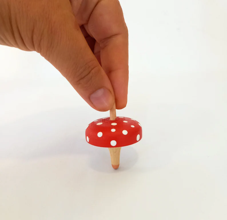 Mushroom Shaped Wooden Spin top 1
