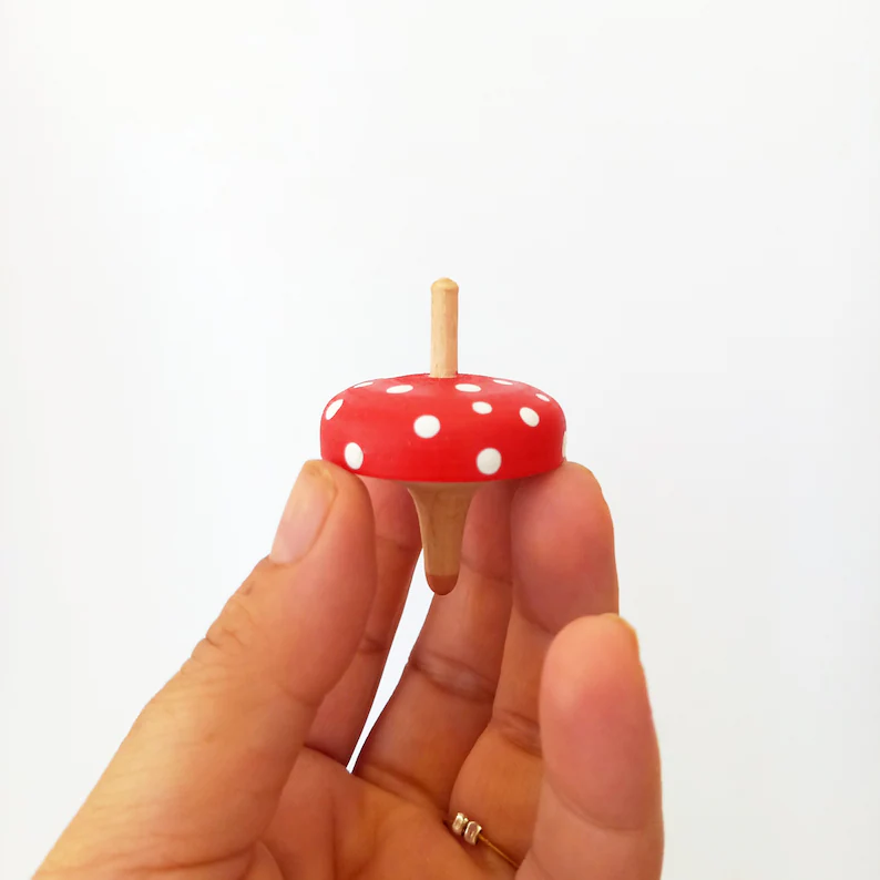 Mushroom Shaped Wooden Spin top