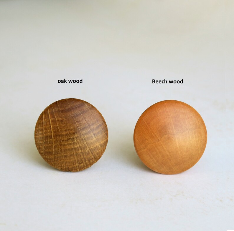 Oak and Beech Wood Cabinet Knob