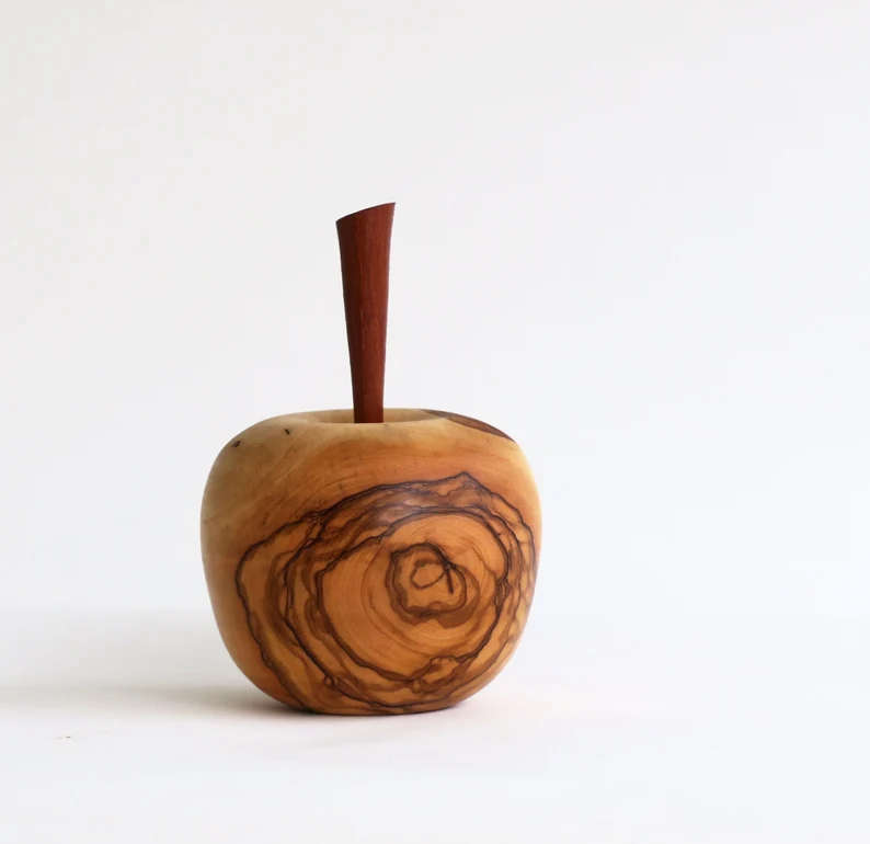 Olive Wood Apple Sculpture 2