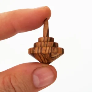 SET of 4 Tiny olive wood spinning tops