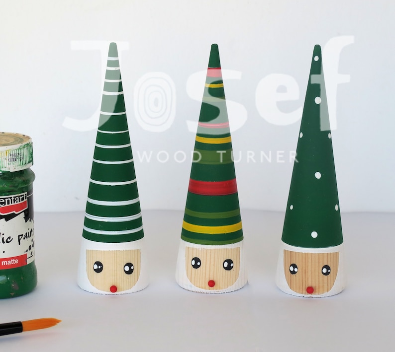 Set of Three Wooden Gnomes