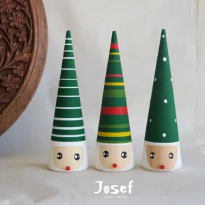 Set of Three Wooden Gnomes